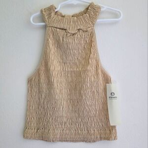 Mono‎ B Women's Tan Sleeveless Smock Halter Tank Sz Large